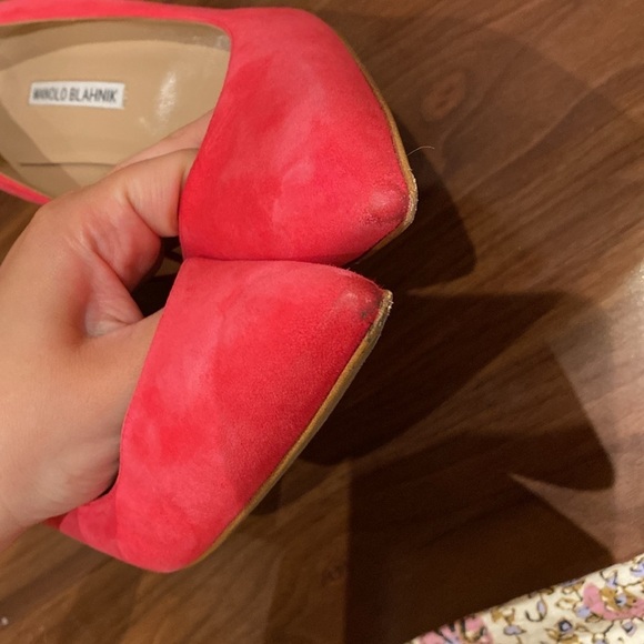 Manolo Blahnik / BB 90 Pumps Barbie Hot Pink Suede fuchsia Leather 40 10 - Picture 7 of 8